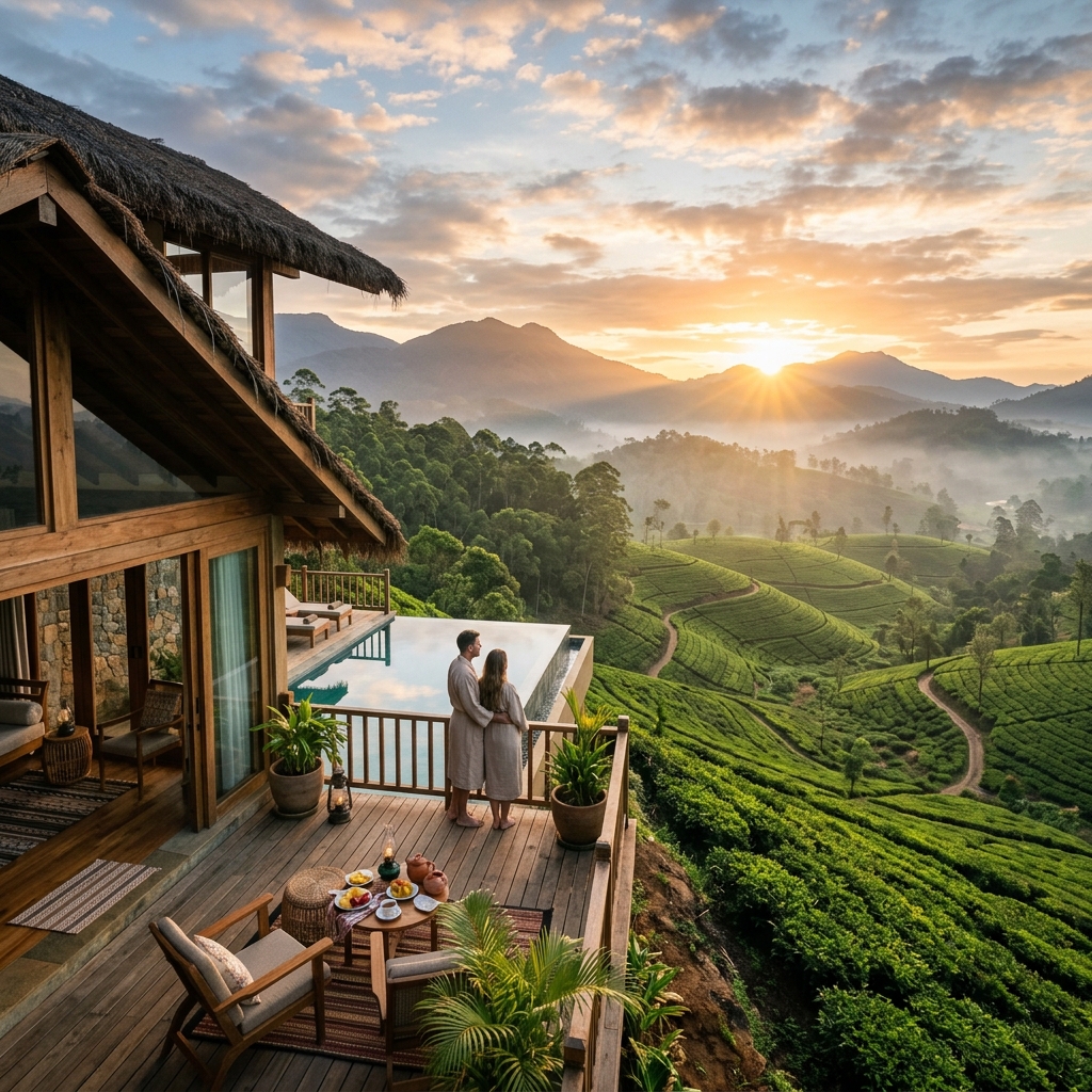 Luxury boutique villa in Sri Lanka at sunrise